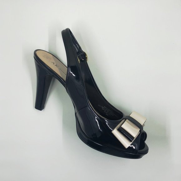 AK Anne Klein iFlex Slingback Pumps Platform Double Bow SZ 8 - Picture 4 of 9